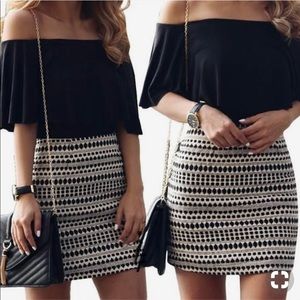 H&M Classy Skirt 6 NWOT Black Cream high waist